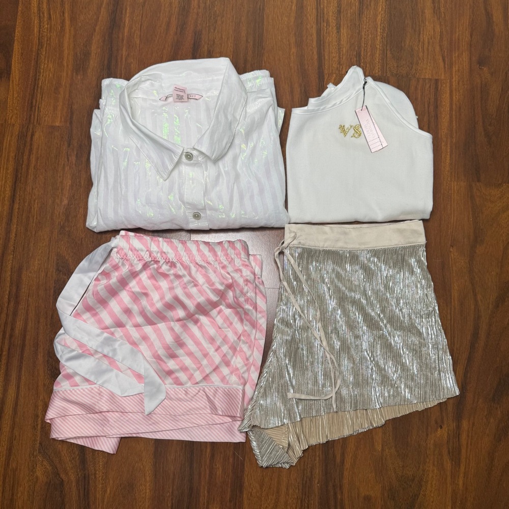 Victoria's Secret Pajama Bundle Set Women's Size Large Shorts Tanks Long Sleeve